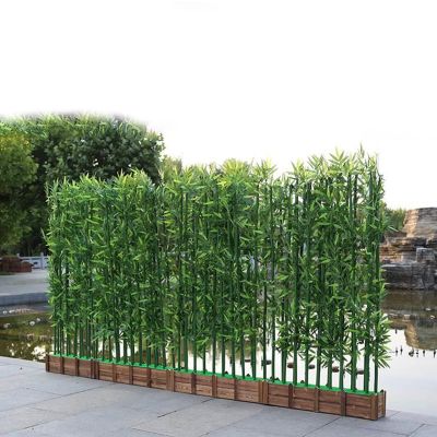 3.2 5 6 6.5 8.2 ft Tall Simulated Artificial Bamboo for Garden, Entrance Wall Room Partition Screen, Fake Green Plants Faux Tree with Wood Pot, Outdoor Indoor Decoration ( Color : 1.5m/5' H , Size : 1