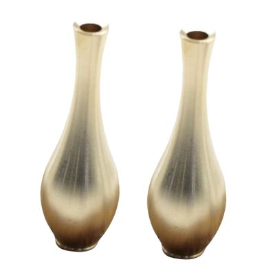 Cabilock 2pcs Creative Mini Brass Vases Antique Copper Flower Holders for Tabletop Decor Adornments for Living Room and Wedding Centerpieces