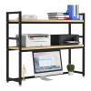 ZLGONRL Adjustable Display Shelf Rack Organizer 2 Tier Desktop Bookcase for Computer Desk Wood Countertop Hutch Bookshelf (A 55cm) view 1