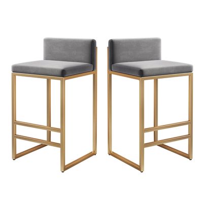 ZLGONRL Modern Upholstered Bar Chairs with Back and Footrest, Bar Stools Set of 2, Counter Height Bar Stools for Kitchen Island (Grey1 65CM)