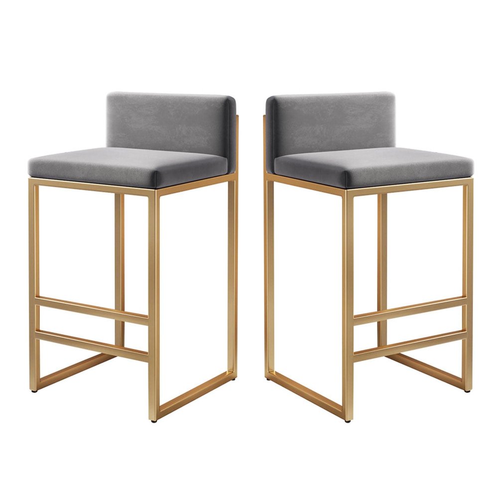ZLGONRL Modern Upholstered Bar Chairs with Back and Footrest, Bar Stools Set of 2, Counter Height Bar Stools for Kitchen Island (Grey1 65CM)
