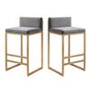 ZLGONRL Modern Upholstered Bar Chairs with Back and Footrest, Bar Stools Set of 2, Counter Height Bar Stools for Kitchen Island (Grey1 65CM) view 1