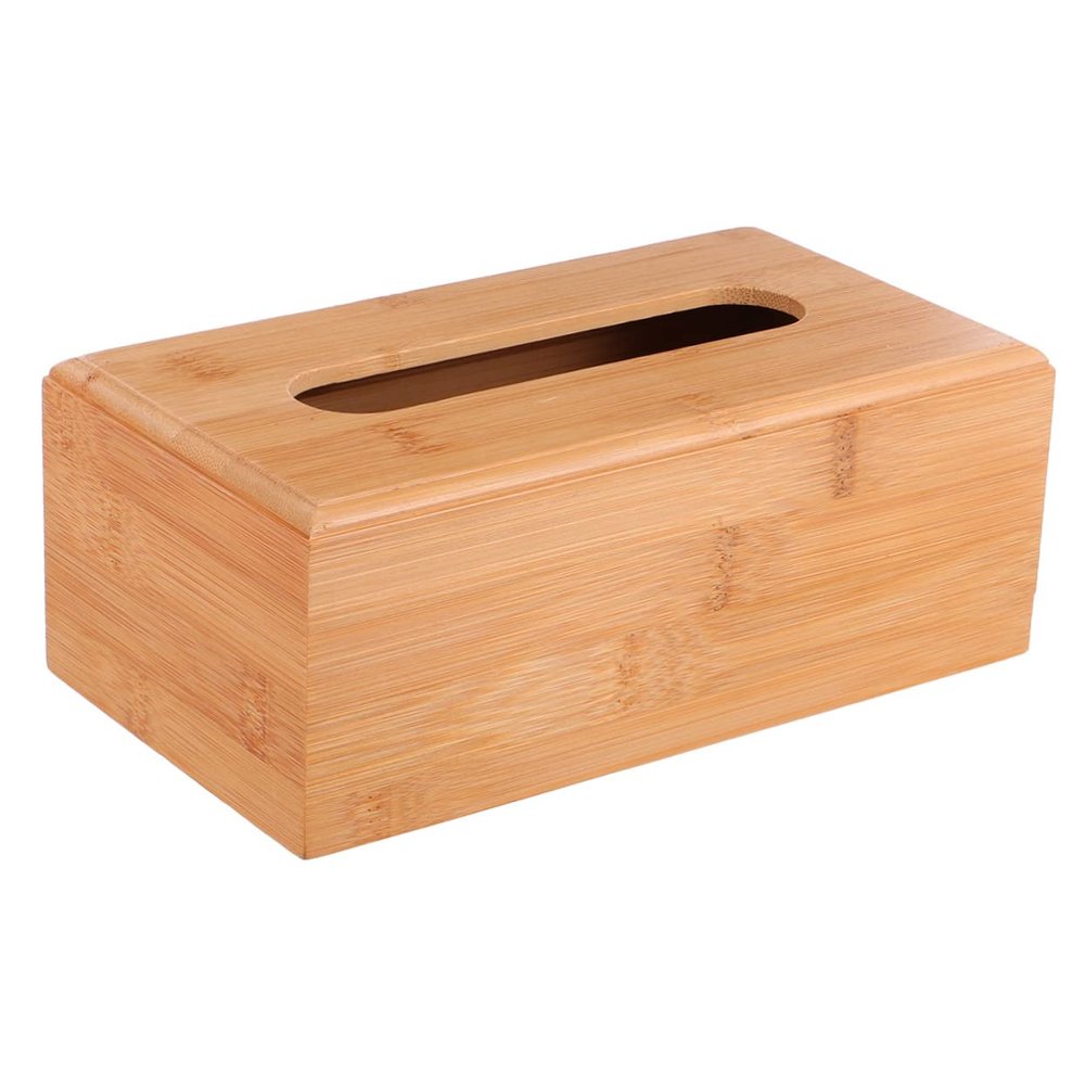 Ciieeo 1pc Elegant Wooden Tissue Box Napkin Storage Container for Towel Organizer Unique Bottom Design
