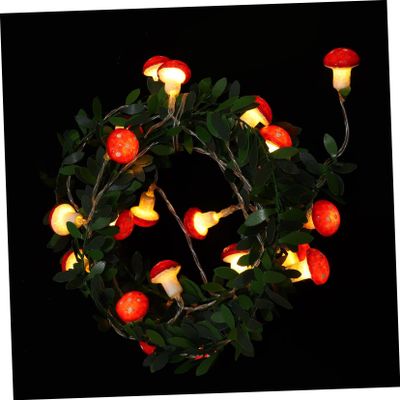 Cabilock Led Mushroom String Lights Green Leaf Vines Bulbs for Indoor Outdoor Decoration for Parties and Festive Events