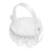 Alipis Wedding Flower Girl Basket Lace Trim Elegant Petal Basket for Wedding Party Decorations for Storing Flowers Fruits and Candies Charming Handheld Design view 1