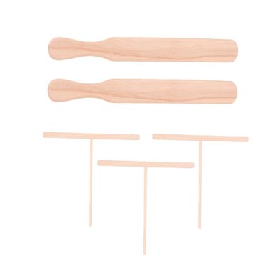 ABOOFAN 5pcs Wooden Spatula Set for Breakfast Making Includes Shaped Spreaders and Beech Spatulas Handmade Crepe Turner Tool for Effortless Pancake Flipping