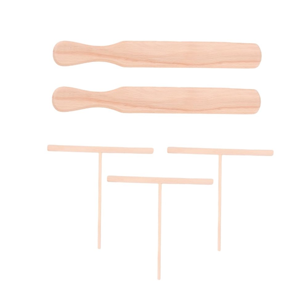 ABOOFAN 5pcs Wooden Spatula Set for Breakfast Making Includes Shaped Spreaders and Beech Spatulas Handmade Crepe Turner Tool for Effortless Pancake Flipping