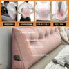 MOUNW Triangular Headboard Pillow Daybed Back Wedge Pillow Large Bolster Reading Backrest Pillow Body Positioning Support Cushion with Removable Cover, Pink view 2