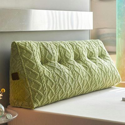 MOUNW Triangular Headboard Pillow Large Bed Rest Reading Wedge Headboard Backrest Tufted Pillow Support Bolster Cushion for Daybed Bed with Removable Cover, Full/47.2inch, Green