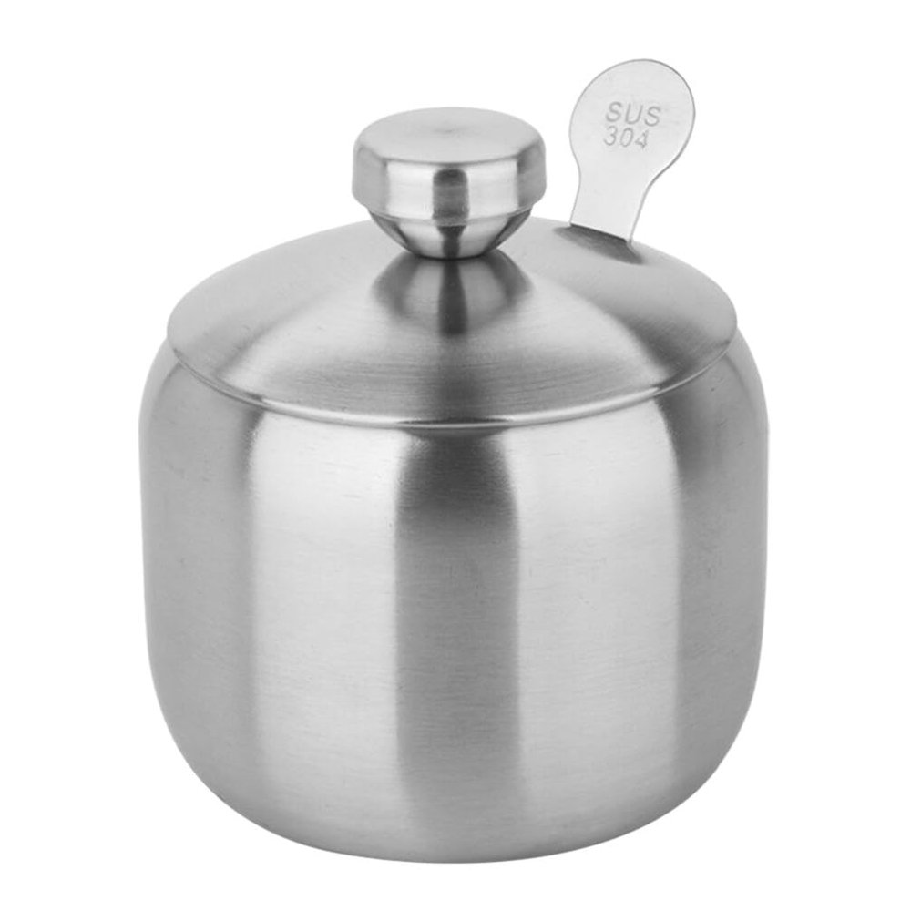 HOMSFOU Stainless Steel Seasoning Jar 3.74 Inch Metal Spice Shaker Container with Lid for Salt Pepper Condiment Holder Kitchen Dining Use