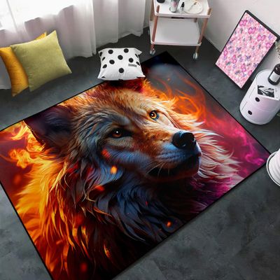 Jiospet Wolf Rugs for Bedroom - Kids Wolf Rug for Living Room Animal Carpet for Teens Decor Rug for Dining Room Cute Floor Mat, 3x5 Feet