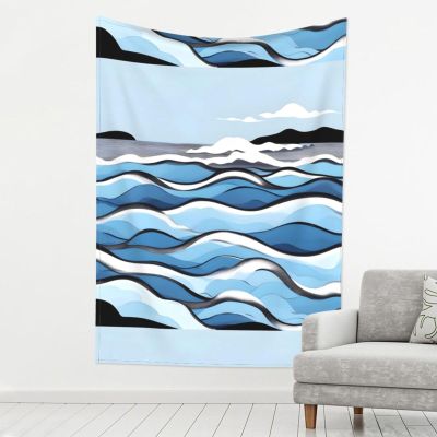 MYGANN Waves Lapping At The Rocks Indoor And Outdoor Wall Decoration Tapestry 80x60in, Used For Curtains Tablecloths Sofa Covers Housewarming Gifts, Black