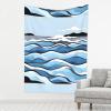 MYGANN Waves Lapping At The Rocks Indoor And Outdoor Wall Decoration Tapestry 80x60in, Used For Curtains Tablecloths Sofa Covers Housewarming Gifts, Black view 1
