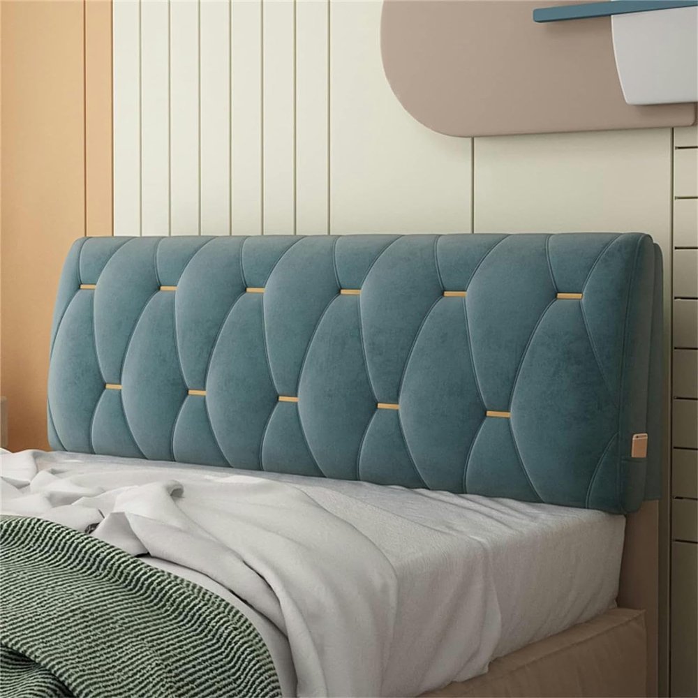 MOUNW Large Headboard Bolster Cushion Backrest Bed Rest Pillow Neck & Lumbar Support for Dorm Room Daybed Full Size Removable Washable Cover, Blue