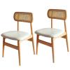 SPYQKHSH Nordic Solid Wood Dining Chairs Set of 2,Oak Wood Dining Chairs,Armless Padded Kitchen Chair,with Vine Woven Back Decoration view 1