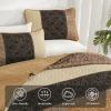 Cottolester Fall Quilt Set Queen Size 3 Pieces,Brown Striped Bedspread,Boho Plaid Bedding Set Soft Microfiber Quilt with 2 Pillow Shams 96"x90" view 3