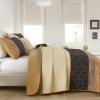 Cottolester Fall Quilt Set Queen Size 3 Pieces,Brown Striped Bedspread,Boho Plaid Bedding Set Soft Microfiber Quilt with 2 Pillow Shams 96"x90" view 4
