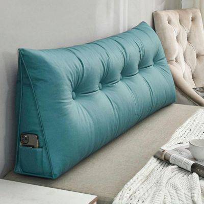 MOUNW Triangular Headboard Pillow Daybed Back Wedge Pillow Large Bolster Reading Backrest Pillow Body Positioning Support Cushion with Removable Cover