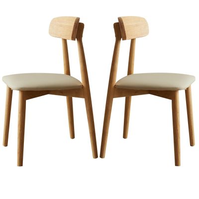 SPYQKHSH Solid Oak Wood Dining Chairs Set of 2,Upholstered Mid Century Modern Kitchen Chairs Armless,for Dining Room,Kitchen,Living Room