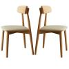 SPYQKHSH Solid Oak Wood Dining Chairs Set of 2,Upholstered Mid Century Modern Kitchen Chairs Armless,for Dining Room,Kitchen,Living Room view 1
