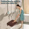 Folding Wall-Mounted Shoe Changing Stool, High-End Entrance Hall Foyer Chair, Invisible Household Folding Stool (Brown) view 3
