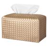 Tissue Box Cover PU Leather Tissue Holder Square Facial Tissue Case Facial Paper Organizer Dispenser for Bathroom, Vanity Countertop, Tabletop, Car, Rectangle, Gold view 1