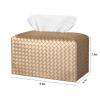 Tissue Box Cover PU Leather Tissue Holder Square Facial Tissue Case Facial Paper Organizer Dispenser for Bathroom, Vanity Countertop, Tabletop, Car, Rectangle, Gold view 4