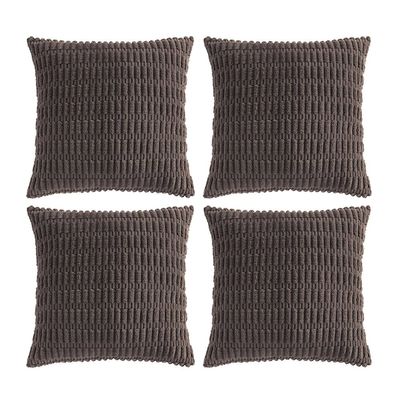 Fancy Homi 4 Packs Boho Dark Brown Decorative Throw Pillow Covers 26x26 Inch for Living Room Couch Bed Sofa, Rustic Modern Farmhouse Home Decor, Soft Plush Corduroy Cute Square Cushion Case 66x66 cm