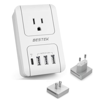 BESTEK 35W Universal Travel Adapter, 4 USB Ports & 1 Input Socket