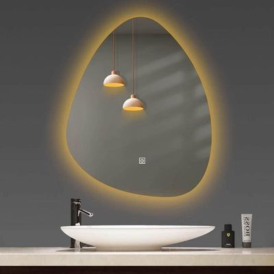 Bathroom Mirror Wall Mirror Compatible with Bathroom , Modern Irregularity Bathroom Mirror Anti-Fog, Dimmable LED Wall Mirror, Wall Mounted Vanity Mirror with Touch Switch, White//Warm/Tricolor Light