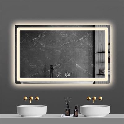 Bathroom Mirror Wall Mirror Compatible with Bathroom , Rectangle Wall Mounted Bathroom Mirror 3-Color Dimmable Vanity Mirror with Touch Switch, Anti-Fog Explosion Proof LED Decorative Mirror 30"x 39 (