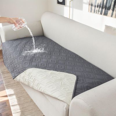 Genina 100% Waterproof Couch Cover for 3 Cushion Couch Sofa Cover for Dogs, Anti-Slip Sofa Covers Washable Couch Covers for Sectional Sofa L Shape Couch Protector, 1 Piece (Dark Gray, Sofa Large)