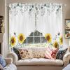 ARTSHOWING Swag Curtain Valances for Windwos Flowers Kitchen Scalloped Valance/Swags Rod Pocket Window Curtain Pastoral Style Yellow Sunflower Valances for Living Room Bedroom, 28"x36"x2 view 2