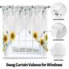 ARTSHOWING Swag Curtain Valances for Windwos Flowers Kitchen Scalloped Valance/Swags Rod Pocket Window Curtain Pastoral Style Yellow Sunflower Valances for Living Room Bedroom, 28"x36"x2 view 3