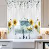 ARTSHOWING Swag Curtain Valances for Windwos Flowers Kitchen Scalloped Valance/Swags Rod Pocket Window Curtain Pastoral Style Yellow Sunflower Valances for Living Room Bedroom, 28"x36"x2 view 4