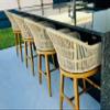 PURPLE LEAF Outside Patio Counter Stool Set of 4 Woven Rattan Teak Aluminum view 1
