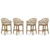 PURPLE LEAF Outside Patio Counter Stool Set of 4 Woven Rattan Teak Aluminum view 2