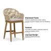 PURPLE LEAF Outside Patio Counter Stool Set of 4 Woven Rattan Teak Aluminum view 3