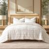EVERGRACE Luxury Ruched Velvet Quilt King Size, Ultra Soft Bedspread Coverlet Set, Lightweight Velvet Comforter, Quilted Bedding Cover with 2 Matching Shams for All Season, Ivory White view 1