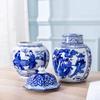 Ceramic Vase Blue And White Porcelain Vase decoration Vase sculpture Blue and white porcelain jar with lid home living room Chinese antique vase flower arrangement porch decorative ceramic decoratio view 2