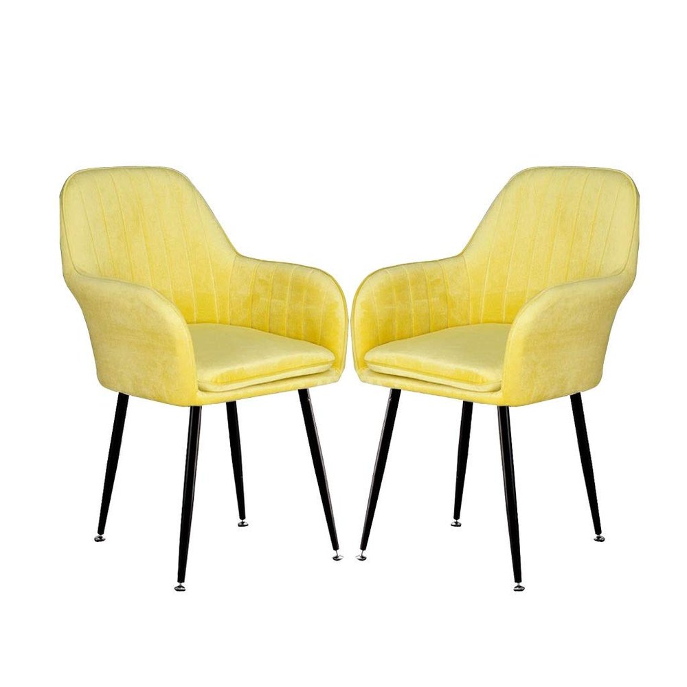 ZLGONRL Soft Velvet Dining Chair Metal Legs Living Room Chairs,with Backrest Soft Cushion for Bedroom Kitchen (Black Legs 2pcs)