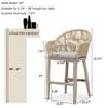 PURPLE LEAF Outside Patio Counter Stool Set of 4 Wicker with Back Champagne view 2