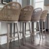 PURPLE LEAF Outside Patio Counter Stool Set of 4 Wicker with Back Champagne view 4