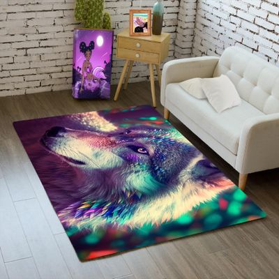 Jiospet Wolf Rugs for Bedroom - Kids Wolf Rug for Living Room Animal Carpet for Teens Decor Rug for Dining Room Cute Floor Mat, 2x3 Feet