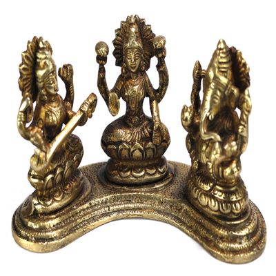 ASHIRWAD Brass Laksmi Ganesh Saraswati Statue Idol Murti (LGS-05)