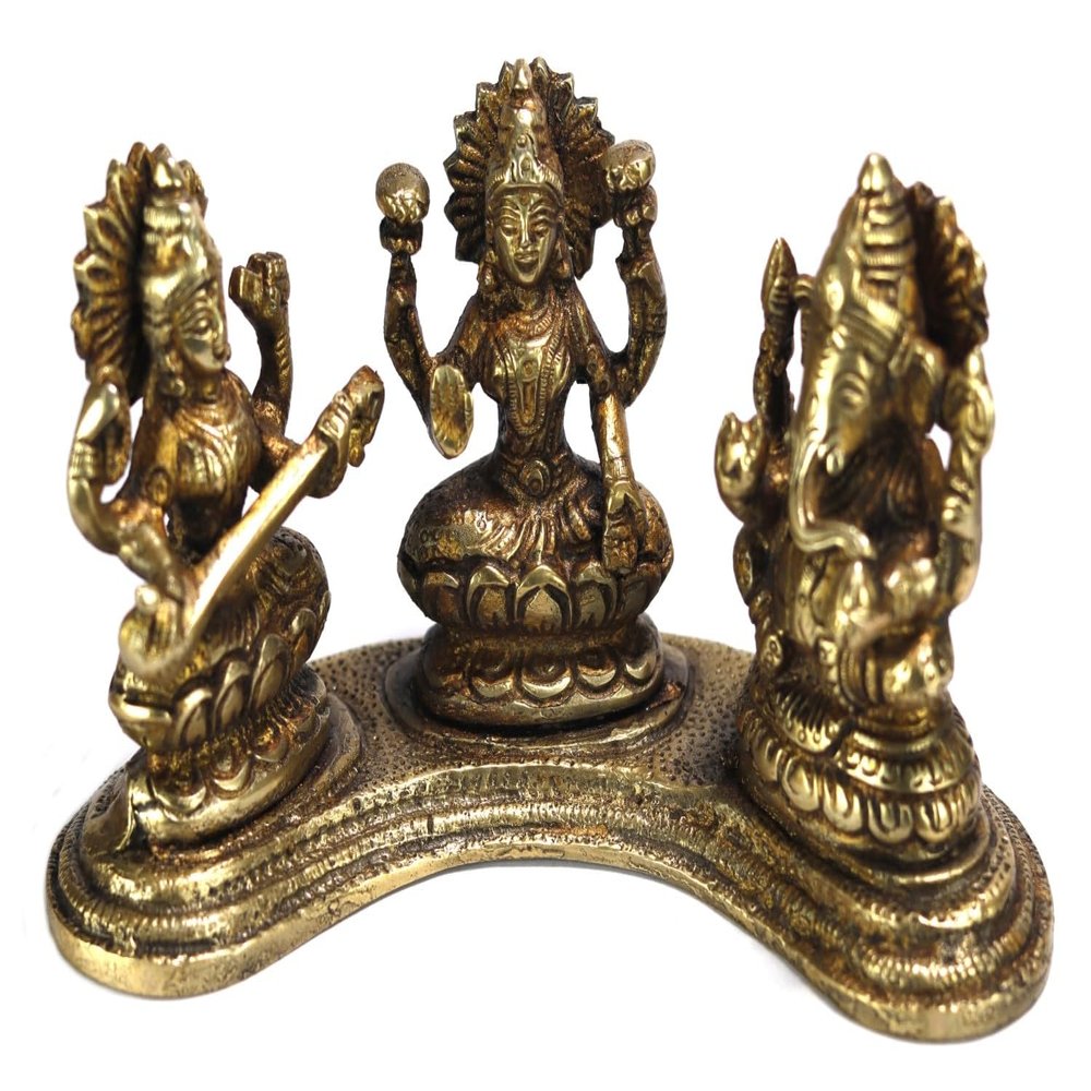 ASHIRWAD Brass Laksmi Ganesh Saraswati Statue Idol Murti (LGS-05)