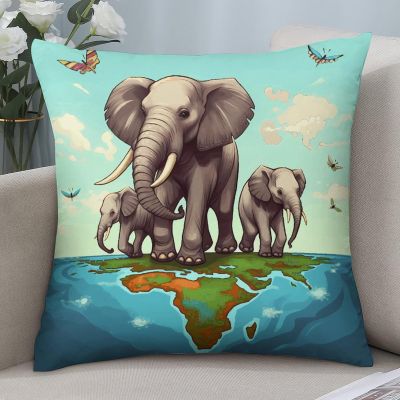 GHZWACKJ Elephants Throw Pillow Covers Decorative Pillowcase Square Pillow Cushion Cases Soft Throw Pillow Cases Cushion Cover for Sofa Living Room Couch Bedroom 22"x22"