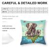 GHZWACKJ Elephants Throw Pillow Covers Decorative Pillowcase Square Pillow Cushion Cases Soft Throw Pillow Cases Cushion Cover for Sofa Living Room Couch Bedroom 22"x22" view 2