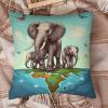 GHZWACKJ Elephants Throw Pillow Covers Decorative Pillowcase Square Pillow Cushion Cases Soft Throw Pillow Cases Cushion Cover for Sofa Living Room Couch Bedroom 22"x22" view 4
