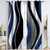 FNOIMO Blue and White Abstract Water Blackout Curtains, Black and Gray Geometric Medieval Lines Window Curtains, Thermal Insulated Window Drapes, for Living Room Bedroom Office 52" W x 84" L view 1